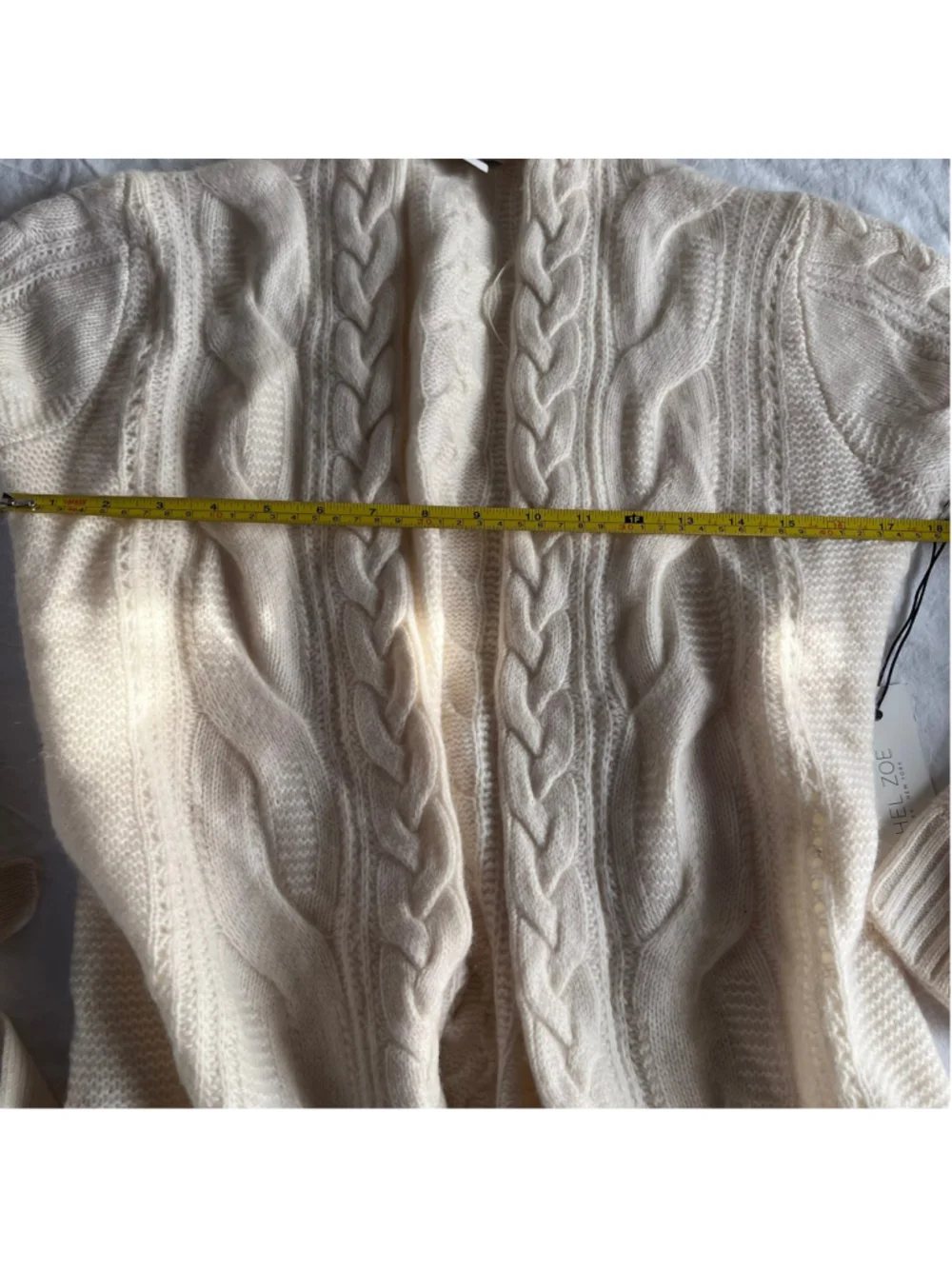 NWT Rachel Zoe Cream 100% 2-Ply Cashmere Cable Knit Belted Cardigan Sweater S - Picture 9 of 13
